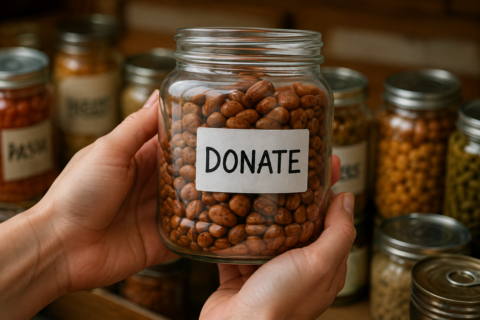 Donation jar supporting the church pantry